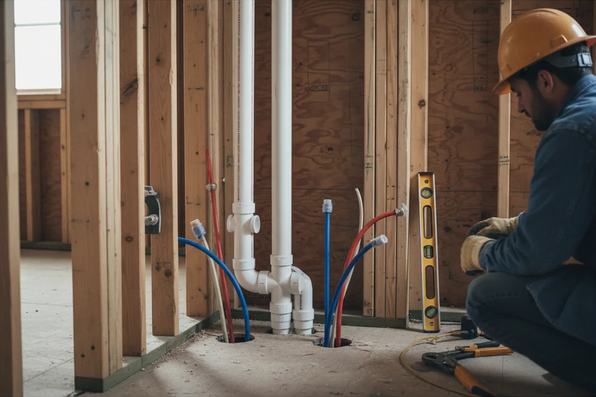 Drain and supply rough-in during Sump Pump Repair in Sassafras